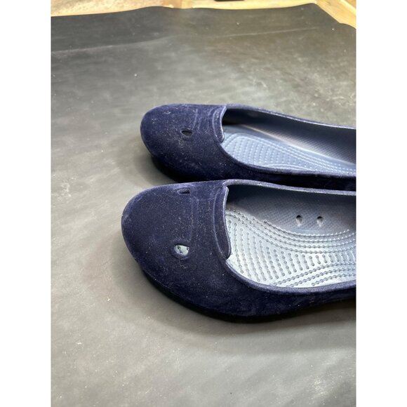 Womens Crocs Navy Blue Velvet Ballet Flats Size 9 Slip-On Lightweight Casual - Picture 8 of 8